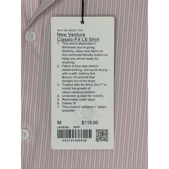 Lululemon New Venture Classic-Fit Long-Sleeve Shirt, INPP NWT Men's Medium - Picture 5 of 5
